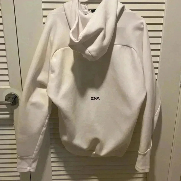 Adidas ZNE White Full Zip Hoodie - Picture 7 of 9